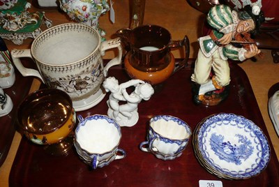 Lot 39 - 19th century loving cup, copper lustre and a Doulton figure HNF2171 'The Fiddler'