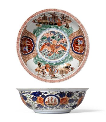 Lot 179 - An Imari "Black Ship " Bowl, 19th century, of circular form with everted rim, typically painted...