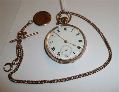 Lot 54 - 9ct gold pocket watch, chain and medal