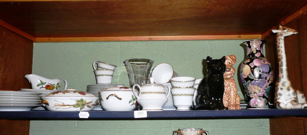 Lot 359 - Noritake tea sets, Royal Worcester Evesham dinner service, USSR giraffe, Sylvac dog etc