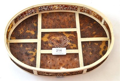 Lot 214 - A Chinese Ivory and Tortoiseshell Basket, mid 19th century, of oval form, carved and pierced...