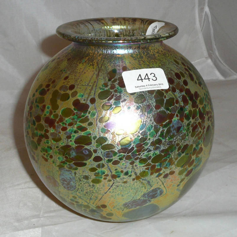 Lot 443 - An Isle of Wight glass 'Goldberry' iridescent vase, signed