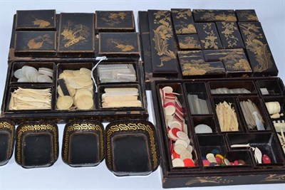 Lot 220 - A Chinese Lacquer Gaming Box and Cover, early 19th century, as two books gilt with landscape...
