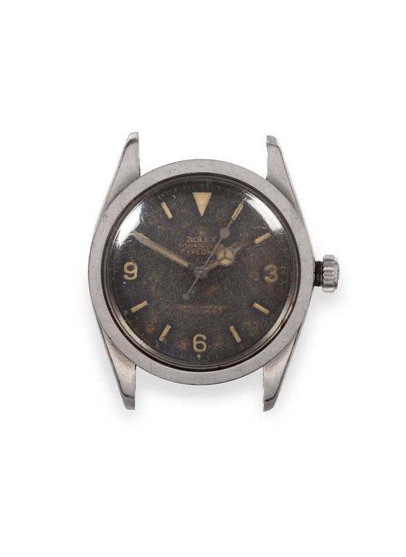 Lot 258 - A Stainless Steel Automatic Centre Seconds Wristwatch, signed Rolex, Oyster Perpetual, model:...