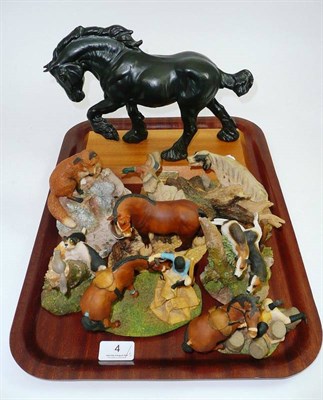 Lot 4 - Beswick ban racehorse on plinth, Beswick black shire ";Spirit of Earth"; and seven Ainsley...