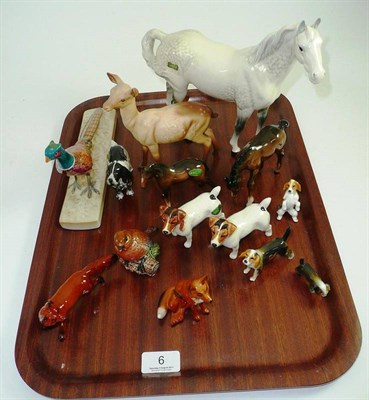 Lot 6 - Beswick including pheasant; grey horse; two foals, doe; two foxes; robin; two Jack Russell...