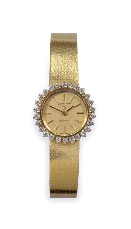 Lot 264 - A Lady's 18ct Gold Diamond Set Wristwatch, signed Mappin & Webb, circa 1975, quartz movement,...