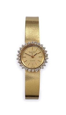 Lot 264 - A Lady's 18ct Gold Diamond Set Wristwatch, signed Mappin & Webb, circa 1975, quartz movement,...