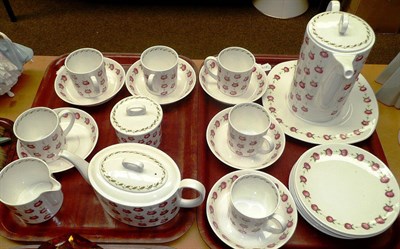 Lot 13 - A Susie Cooper Apple Gay pattern tea set and coffee pot