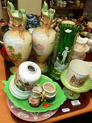 Lot 28 - Mary Gregory vase, ceramics, Bretby etc