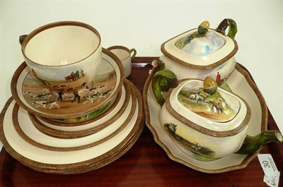 Lot 30 - A Copeland & Sons hunting tea set designed by Lionel Edwards (damaged)