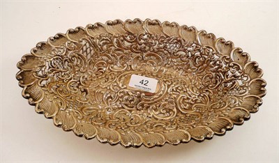 Lot 42 - A silver oval dish with foliate decoration