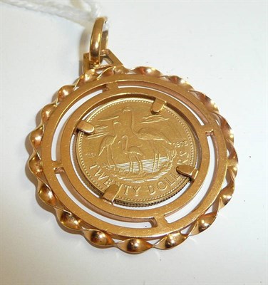 Lot 60 - A twenty dollar coin pendant