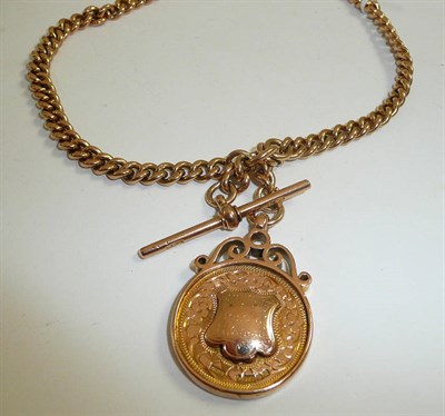 Lot 72 - A 9ct gold Albert chain with rifle medal