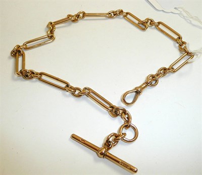 Lot 75 - A 9ct gold trombone-link Albert chain