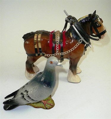 Lot 110 - Beswick blue pigeon and brown Shire mare