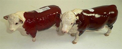 Lot 113 - Beswick Polled Hereford bull, model No. 2549A and another Hereford bull model No. 1363A...