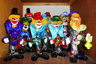 Lot 137 - Ten assorted Venetian (murano) glass clowns