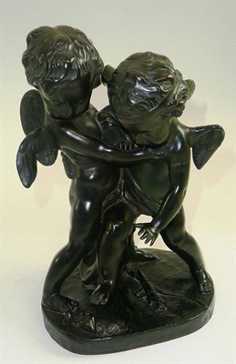 Lot 176 - A bronze group, two Putti