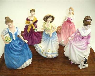 Lot 192 - Royal Doulton figures 'Good Companion' HN3608; 'Rosie' HN4094; 'Emily' HN3688; 'Adrienne'...