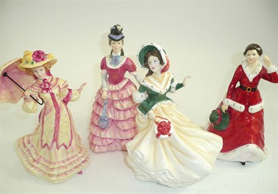 Lot 193 - Royal Doulton figures 'Diane' HN3604; 'Springtime' HN3477; 'Christmas Day 2002' HN4422 and...