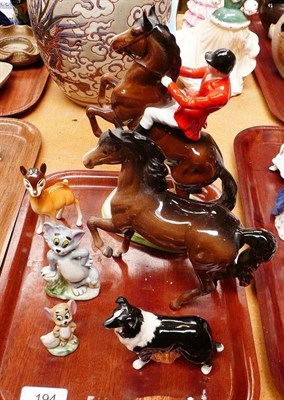 Lot 194 - Beswick including man on rearing horse (a.f.), brown horse, Babycham deer and two Disney Wade...