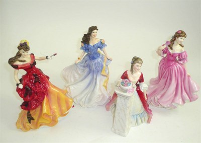 Lot 200 - Royal Doulton figures 'Lauren' HN3975; 'Rendezvous' HN2212; 'Rebecca' HN4041 and 'Belle' HN3703 (4)