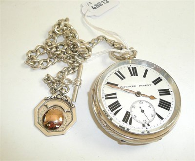 Lot 232 - A silver open faced pocket watch with a Chester hallmarked case, with a silver watch chain and...