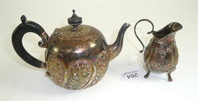 Lot 264 - A Victorian silver bachelor's teapot and Victorian silver cream jug