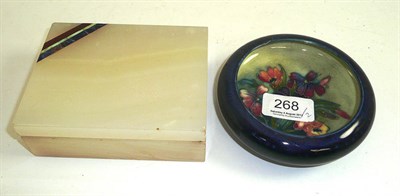 Lot 268 - A Moorcroft small dish and an onyx marble cigarette box