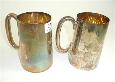 Lot 270 - Two Walker & Hall engraved silver mugs