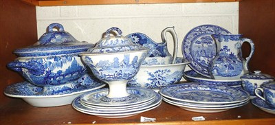 Lot 286 - Shelf of mostly 19th century blue and white transfer printed china