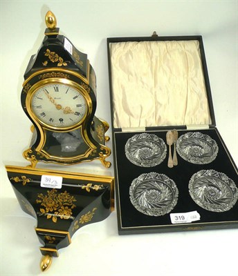 Lot 319 - A modern Zenneth bracket clock with bracket, a set of four butter dishes - cased and a quantity...