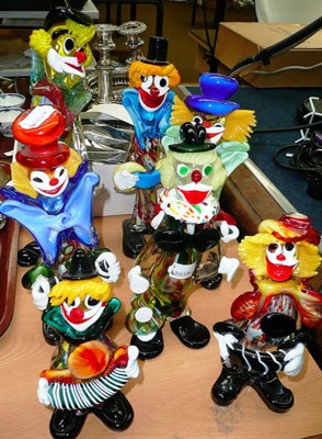 Lot 332 - Seven assorted Venetian (murano) glass clowns