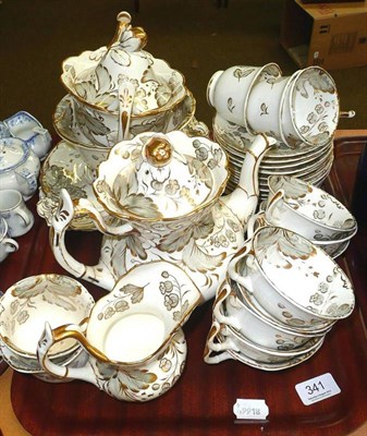 Lot 341 - 19th century gilt and floral decorated tea set