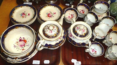 Lot 345 - 19th Century blue ground tea set, possibly Coalport