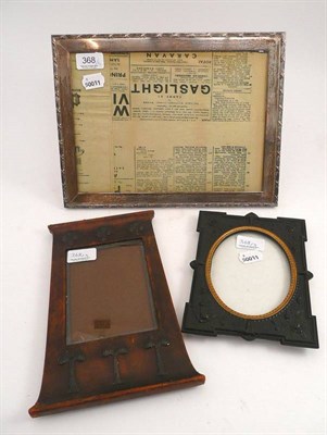 Lot 368 - An Arts and Craft leather and pewter frame, a Victorian frame, and a white metal frame