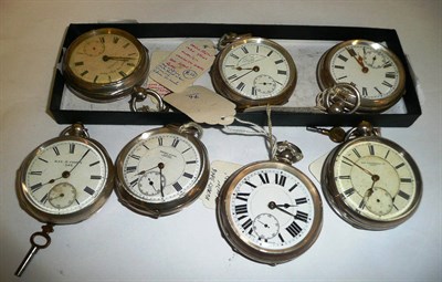 Lot 432 - Four silver open faced pocket watches with three cases hallmarked for Birmingham and one...