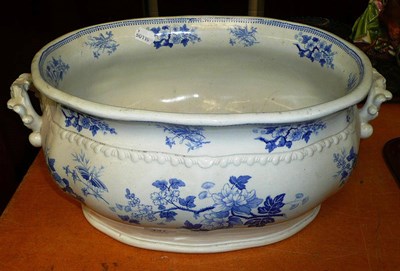 Lot 437 - Blue and white Victorian pottery footbath