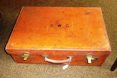 Lot 438 - Leather suitcase