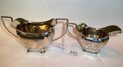 Lot 440 - Silver sugar bowl and matching cream jug