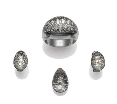 Lot 307 - A Suite of 18 Carat White Gold Diamond Jewellery, by Cartier, including a ring, pavé set with...