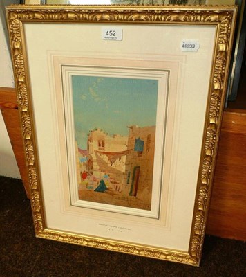 Lot 452 - Framed watercolour by Augustus Osborne Lamplough - Eastern Street with figures