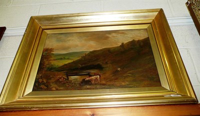 Lot 461 - Oil on canvas depicting cattle in a landscape signed A Stringer and dated 1913