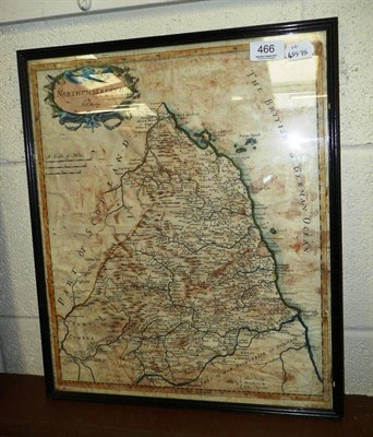 Lot 466 - Robert Mordon, a framed map of Northumberland