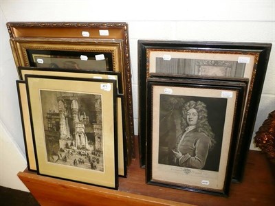 Lot 471 - A set of four framed prints, two gilt framed portrait prints and four 18th century framed...