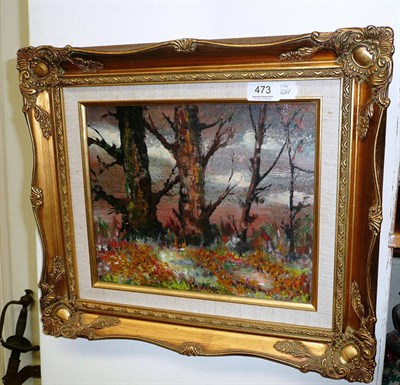 Lot 473 - F Chapman, 'Roadside Trees', oil on board