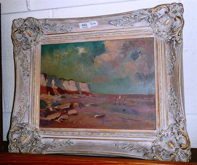 Lot 493 - Oil on board - coastal scene