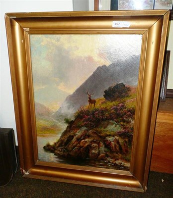 Lot 497 - Charles Stuart, Shag on a rock outcrop beside a loch