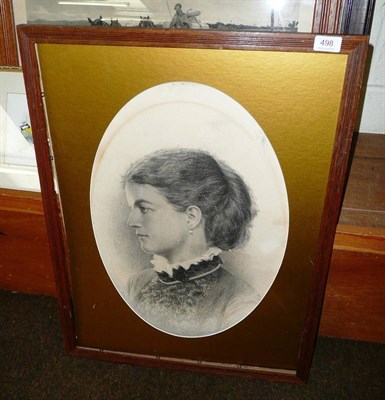 Lot 498 - Charcoal drawing of a lady possibly Russian or East European